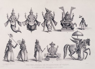 The Ten Avatars or Incarnations of Vishnu, engraved by A. Thorn, from 